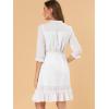 imageAllegra K Womens Casual Dresses 34 Sleeve Summer Boho Chiffon Wedding Guest DressWhite