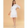 imageAllegra K Womens Casual Dresses 34 Sleeve Summer Boho Chiffon Wedding Guest DressWhite
