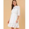 imageAllegra K Womens Casual Dresses 34 Sleeve Summer Boho Chiffon Wedding Guest DressWhite