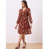imageAllegra K Womens Chiffon Floral Sexy Deep V Neck Tie Waist Bishop Sleeve Casual Wrap Midi DressBurgundy
