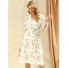 imageAllegra K Womens Chiffon Floral Sexy Deep V Neck Tie Waist Bishop Sleeve Casual Wrap Midi DressWhite