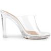 imageAllegra K Womens Clear Heel Platform Open Toe Chunky Heels Slides SandalsWhite