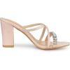 imageAllegra K Womens Crisscross Strap Rhinestone Block Heel Slide SandalsBeige