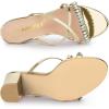 imageAllegra K Womens Crisscross Strap Rhinestone Block Heel Slide SandalsGold