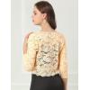 imageAllegra K Womens Elegant 34 Sleeve Sheer Floral Lace Shrug TopBeige