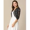 imageAllegra K Womens Elegant 34 Sleeve Sheer Floral Lace Shrug TopBlack