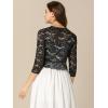 imageAllegra K Womens Elegant 34 Sleeve Sheer Floral Lace Shrug TopBlack