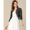 imageAllegra K Womens Elegant 34 Sleeve Sheer Floral Lace Shrug TopBlack