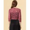 imageAllegra K Womens Elegant 34 Sleeve Sheer Floral Lace Shrug TopBrick Red