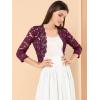 imageAllegra K Womens Elegant 34 Sleeve Sheer Floral Lace Shrug TopBurgundy