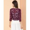 imageAllegra K Womens Elegant 34 Sleeve Sheer Floral Lace Shrug TopBurgundy