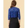 imageAllegra K Womens Elegant 34 Sleeve Sheer Floral Lace Shrug TopCobalt Blue