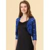 imageAllegra K Womens Elegant 34 Sleeve Sheer Floral Lace Shrug TopCobalt Blue