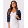 imageAllegra K Womens Elegant 34 Sleeve Sheer Floral Lace Shrug TopDark Blue