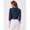 imageAllegra K Womens Elegant 34 Sleeve Sheer Floral Lace Shrug TopDark Blue
