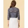 imageAllegra K Womens Elegant 34 Sleeve Sheer Floral Lace Shrug TopDark Gray