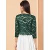 imageAllegra K Womens Elegant 34 Sleeve Sheer Floral Lace Shrug TopDark Green