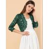 imageAllegra K Womens Elegant 34 Sleeve Sheer Floral Lace Shrug TopDark Green