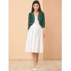 imageAllegra K Womens Elegant 34 Sleeve Sheer Floral Lace Shrug TopDark Green
