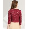 imageAllegra K Womens Elegant 34 Sleeve Sheer Floral Lace Shrug TopDark Red