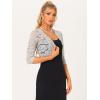 imageAllegra K Womens Elegant 34 Sleeve Sheer Floral Lace Shrug TopFog Grey