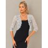 imageAllegra K Womens Elegant 34 Sleeve Sheer Floral Lace Shrug TopFog Grey