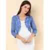 imageAllegra K Womens Elegant 34 Sleeve Sheer Floral Lace Shrug TopGray Blue