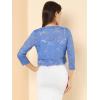 imageAllegra K Womens Elegant 34 Sleeve Sheer Floral Lace Shrug TopGray Blue