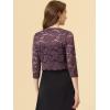 imageAllegra K Womens Elegant 34 Sleeve Sheer Floral Lace Shrug TopGray Purple
