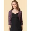imageAllegra K Womens Elegant 34 Sleeve Sheer Floral Lace Shrug TopGray Purple