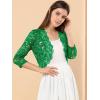 imageAllegra K Womens Elegant 34 Sleeve Sheer Floral Lace Shrug TopGreen