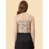 imageAllegra K Womens Elegant 34 Sleeve Sheer Floral Lace Shrug TopKhaki