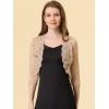 imageAllegra K Womens Elegant 34 Sleeve Sheer Floral Lace Shrug TopKhaki
