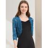 imageAllegra K Womens Elegant 34 Sleeve Sheer Floral Lace Shrug TopLake Blue