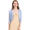 imageAllegra K Womens Elegant 34 Sleeve Sheer Floral Lace Shrug TopLight Blue