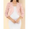 imageAllegra K Womens Elegant 34 Sleeve Sheer Floral Lace Shrug TopLight Pink