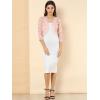 imageAllegra K Womens Elegant 34 Sleeve Sheer Floral Lace Shrug TopLight Pink