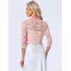 imageAllegra K Womens Elegant 34 Sleeve Sheer Floral Lace Shrug TopLight Pinks