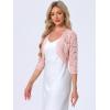 imageAllegra K Womens Elegant 34 Sleeve Sheer Floral Lace Shrug TopLight Pinks