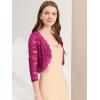 imageAllegra K Womens Elegant 34 Sleeve Sheer Floral Lace Shrug TopMulberryred