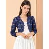 imageAllegra K Womens Elegant 34 Sleeve Sheer Floral Lace Shrug TopNavy