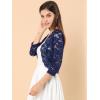 imageAllegra K Womens Elegant 34 Sleeve Sheer Floral Lace Shrug TopNavy