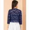 imageAllegra K Womens Elegant 34 Sleeve Sheer Floral Lace Shrug TopNavy