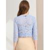 imageAllegra K Womens Elegant 34 Sleeve Sheer Floral Lace Shrug TopNight Blue