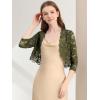 imageAllegra K Womens Elegant 34 Sleeve Sheer Floral Lace Shrug TopOlive Green