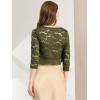 imageAllegra K Womens Elegant 34 Sleeve Sheer Floral Lace Shrug TopOlive Green