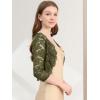 imageAllegra K Womens Elegant 34 Sleeve Sheer Floral Lace Shrug TopOlive Green