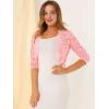 imageAllegra K Womens Elegant 34 Sleeve Sheer Floral Lace Shrug TopPinks