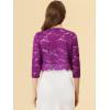 imageAllegra K Womens Elegant 34 Sleeve Sheer Floral Lace Shrug TopRose Purple