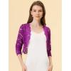 imageAllegra K Womens Elegant 34 Sleeve Sheer Floral Lace Shrug TopRose Purple